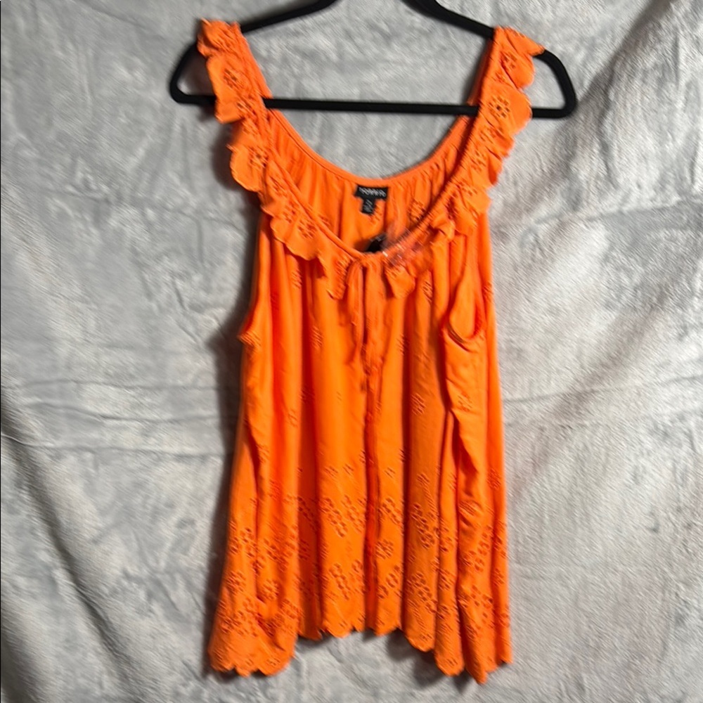 NWT Torrid‎ Orange Ruffled Tie Front blouse eyelet cutouts size 2 18 / 20